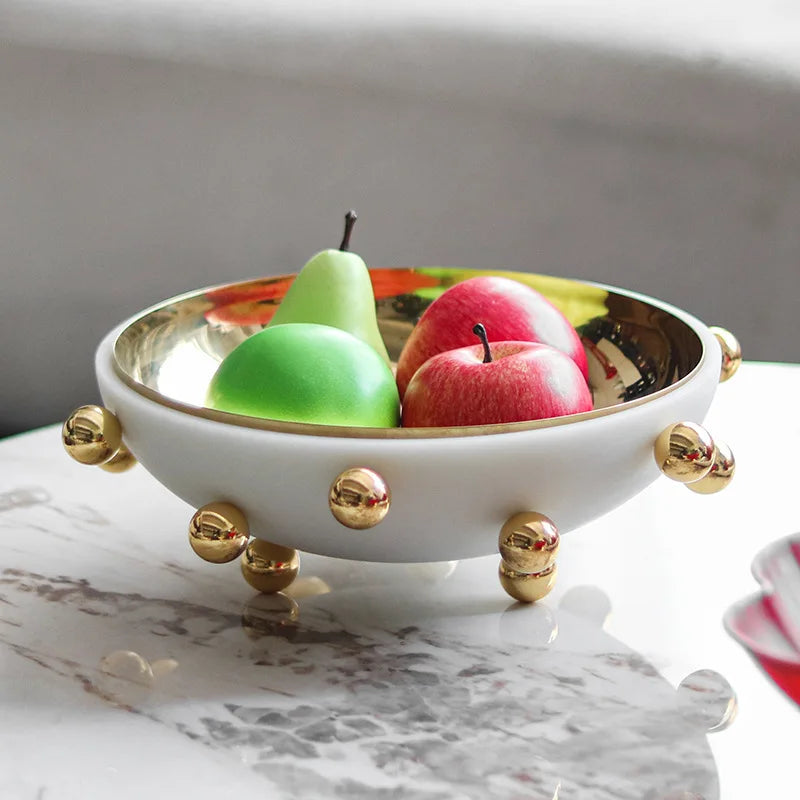 Afralia™ Geometric Sphere Fruit Bowl Round Tray Home Decoration Storage Container