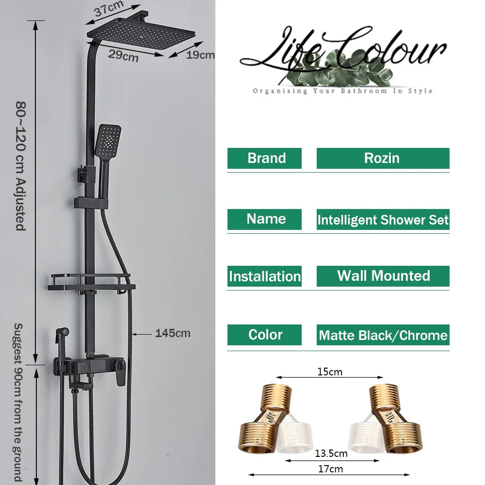 Afralia™ Smart Thermostatic Shower Faucet Set with Rack and Bidet Bath System