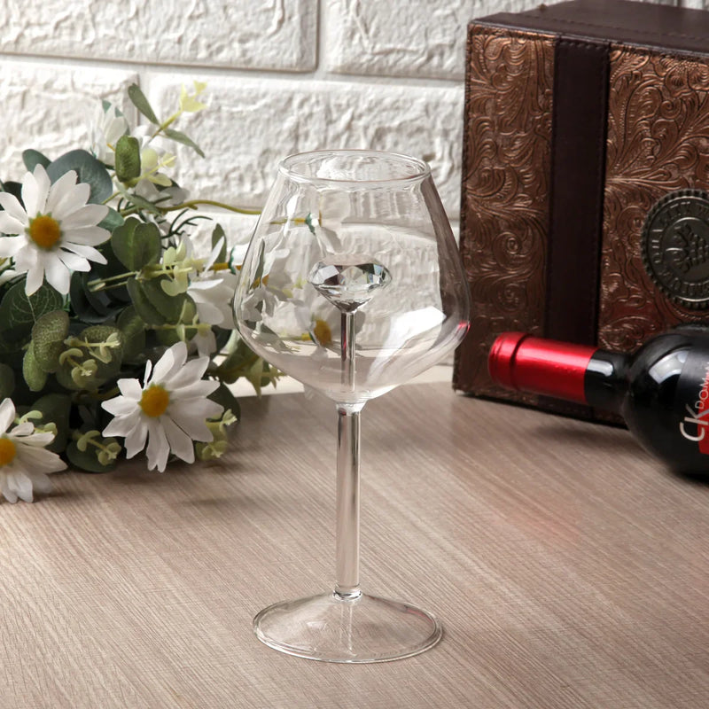 Afralia™ Clear Diamond Glass Red White Wine Champagne Flutes Goblets - Lovely Gift
