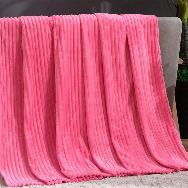 Afralia™ Cozy Striped Flannel Fleece Blanket for Winter - Bedroom Living Room Throw