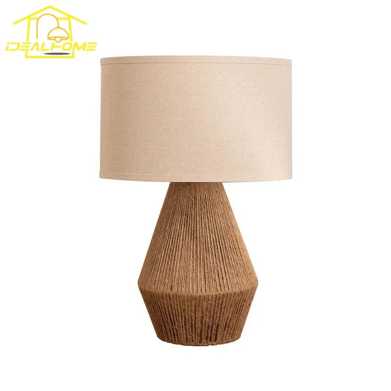 Afralia™ Retro Hemp Rope Table Lamp LED E27 Desk Light for Home Hotel Study