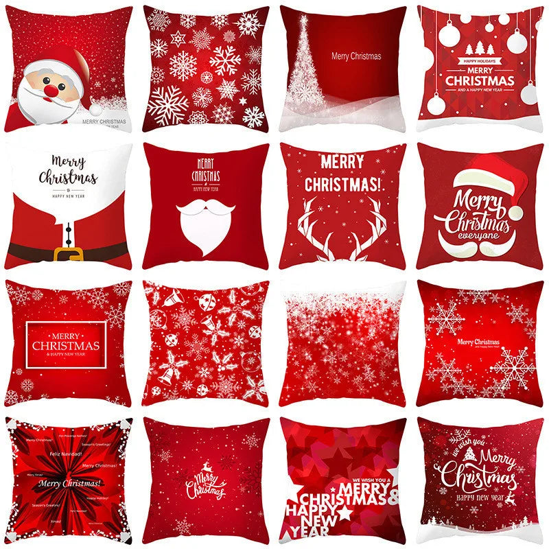 Afralia™ Christmas Santa Claus Snowflake Pillow Cover 18x18inch