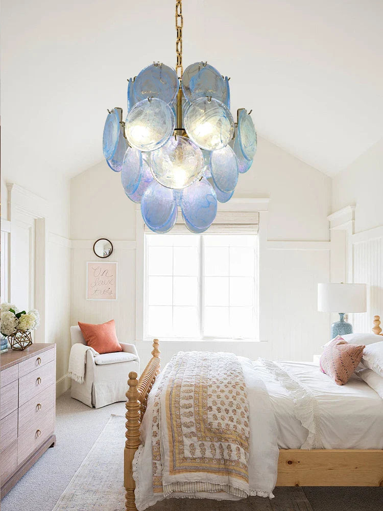 Afralia™ Mulano Blue Glass Chandelier - Elegant Art Decor for Dining Room.