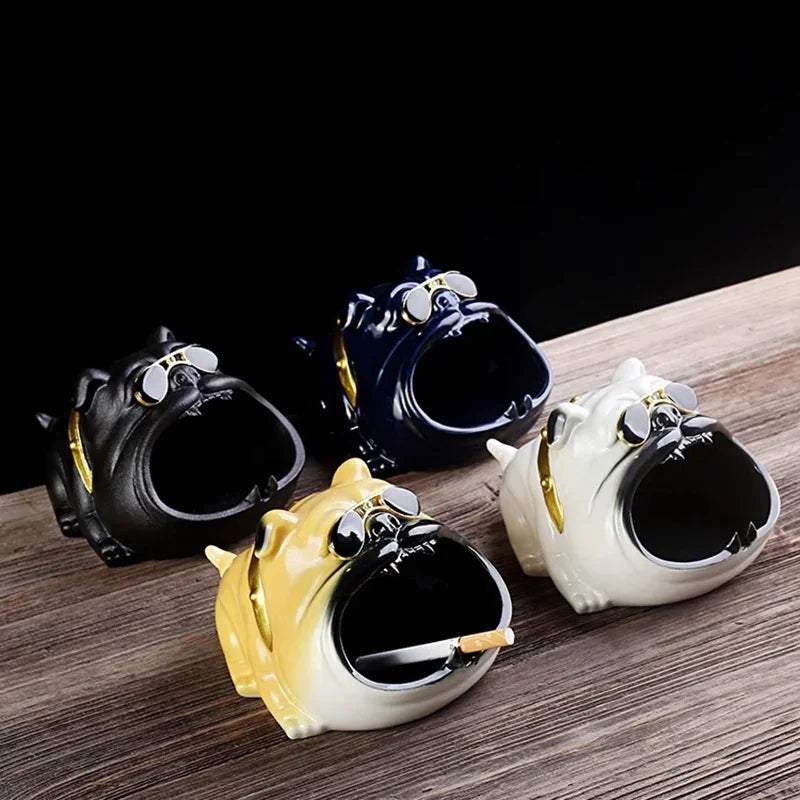 Afralia™ Bulldog Sunglasses Ceramic Ashtray - Smoking Accessories, Weed Ash Tray, Home Decor Gift