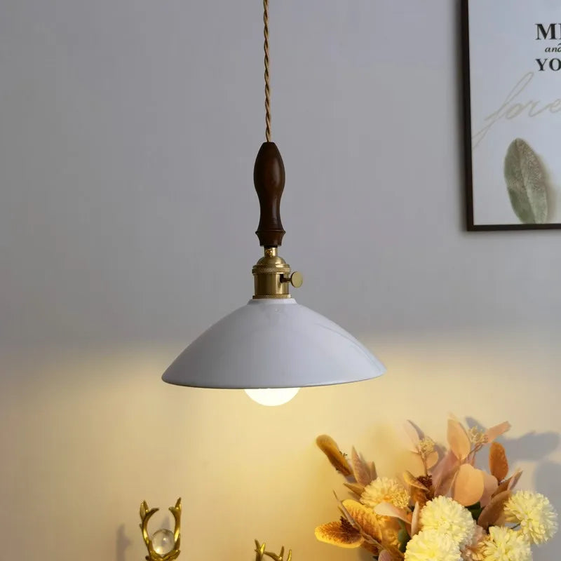 Afralia™ Ceramic LED Pendant Lamp: Modern Wood Handle Hanging Light Fixtures