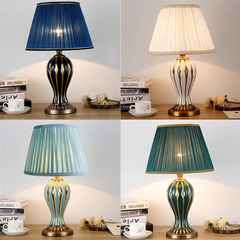 Afralia™ Hand Painted Antique Blue Ceramic Desk Lamp