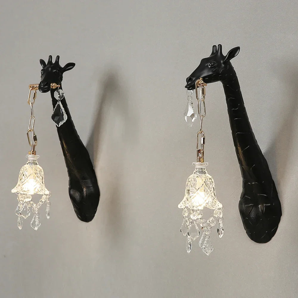 Afralia™ Giraffe Resin Wall Lamp Sconce Light for Bedside & Living Room Decor
