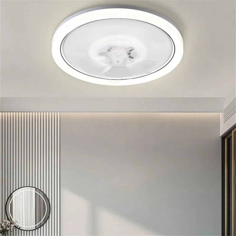 Afralia™ Modern White Ceiling Fan Light 120W LED Remote Control Dimmable Chandelier Fan