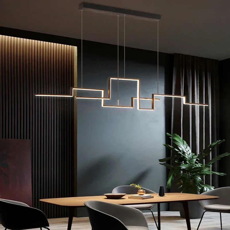 Afralia™ Nordic Black LED Chandelier Lighting for Living Dining Room Kitchen Office Island