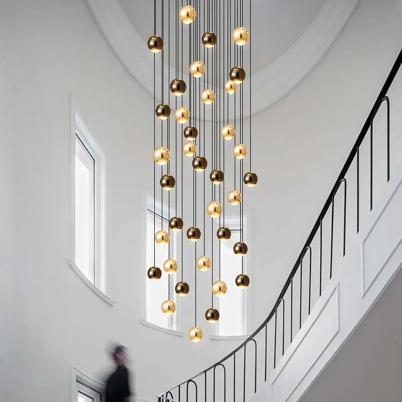 Afralia™ Modern Gold Crystal Chandelier: Minimalist Staircase Art Decor Lighting Fixtures