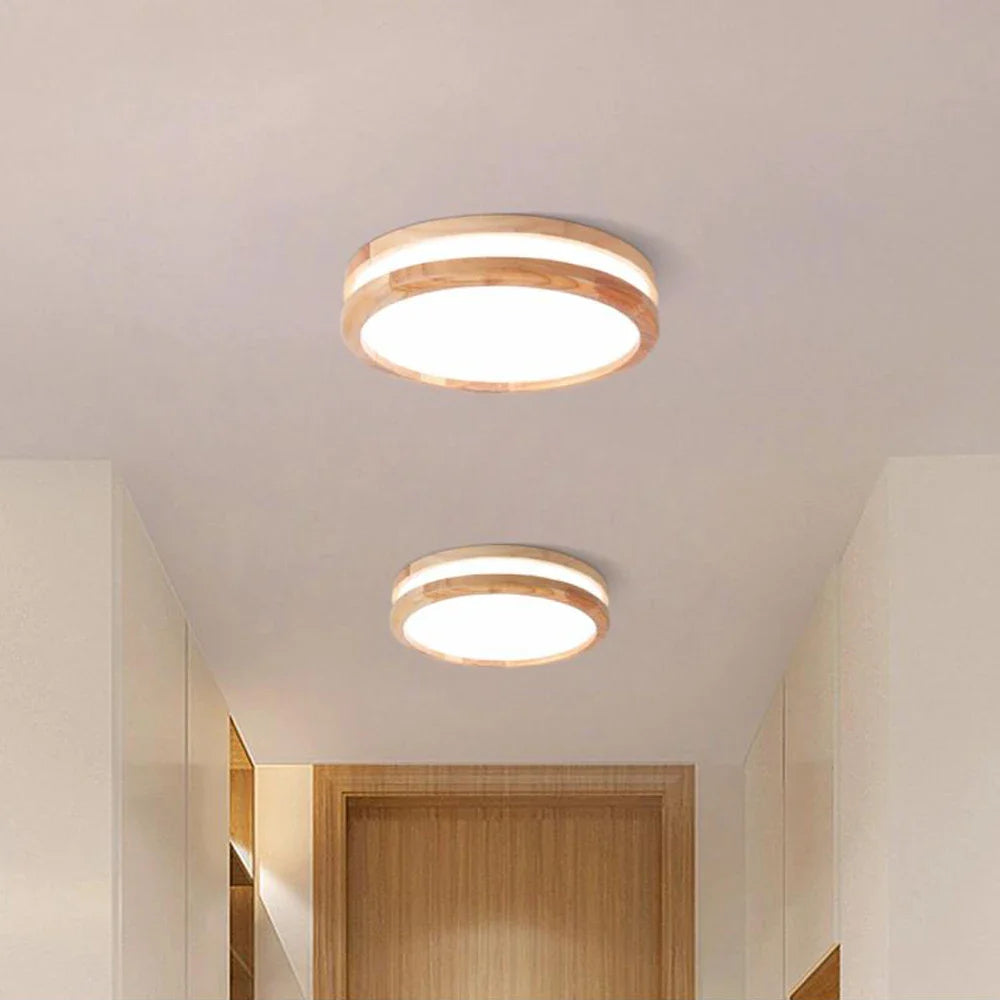 Afralia™ Wood LED Ceiling Lamp Modern Nordic Round Indoor Lighting Home Decor Fixture