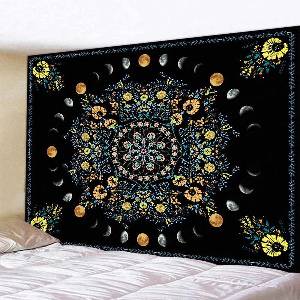 Afralia™ Psychedelic Butterfly Sun Moon Tapestry for Bohemian Bedroom Wall Decor