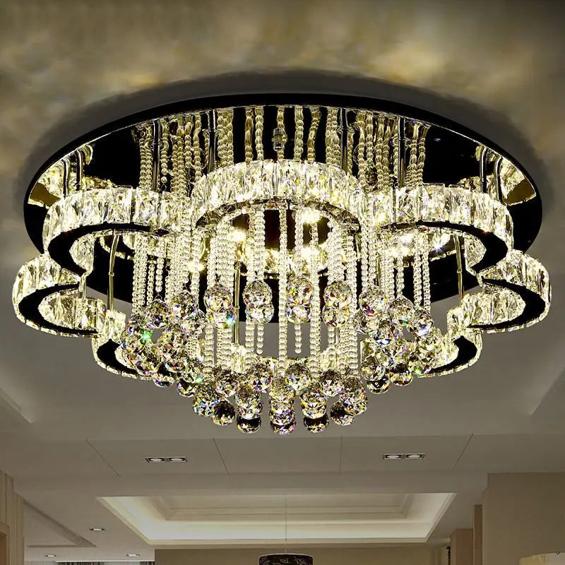 Afralia™ Crystal Ceiling Lamp Minimalist Pendant LED Chandelier for Living Room