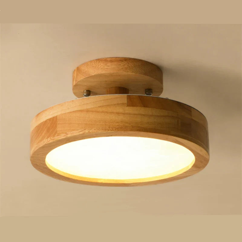 Afralia™ Circular Wood Ceiling Lamp LED Lighting for Living Room, Bedroom, Hallway, and Bathroom