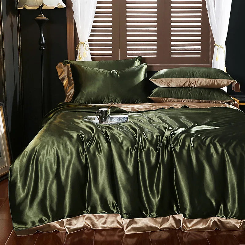 Afralia™ Solid Color Mulberry Silk Bedding Set: Smooth & Cooling Duvet Kit
