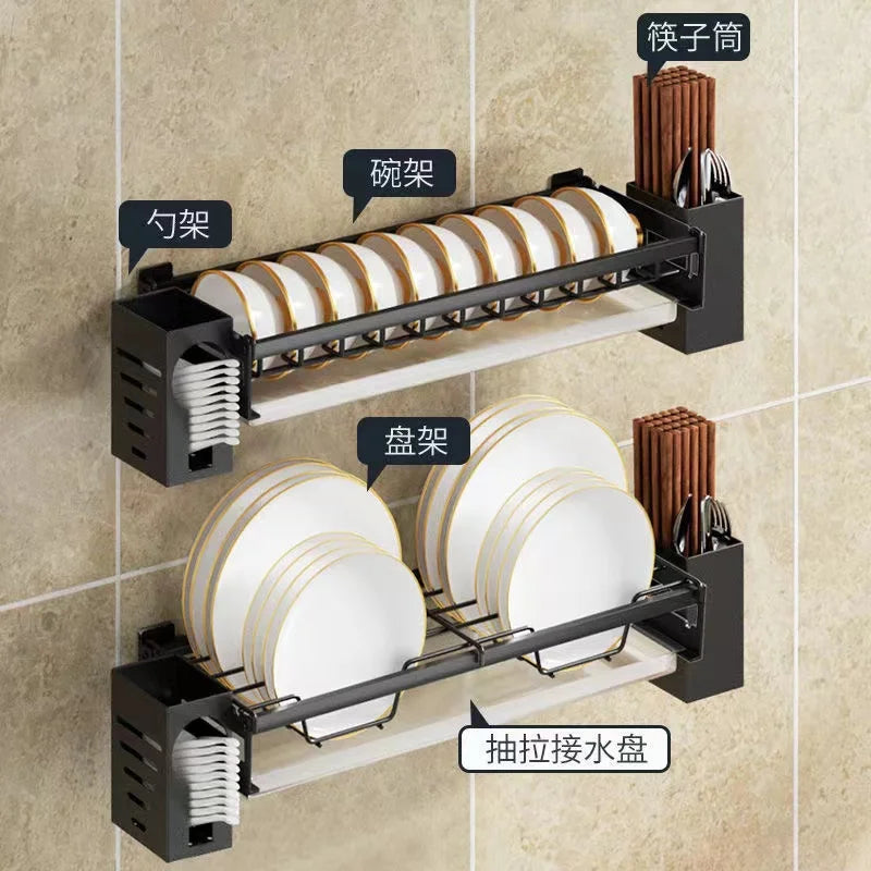 Afralia™ Kitchen Dish Drainer Rack & Tableware Holder - Wall Mounted Drying Shelf Storage