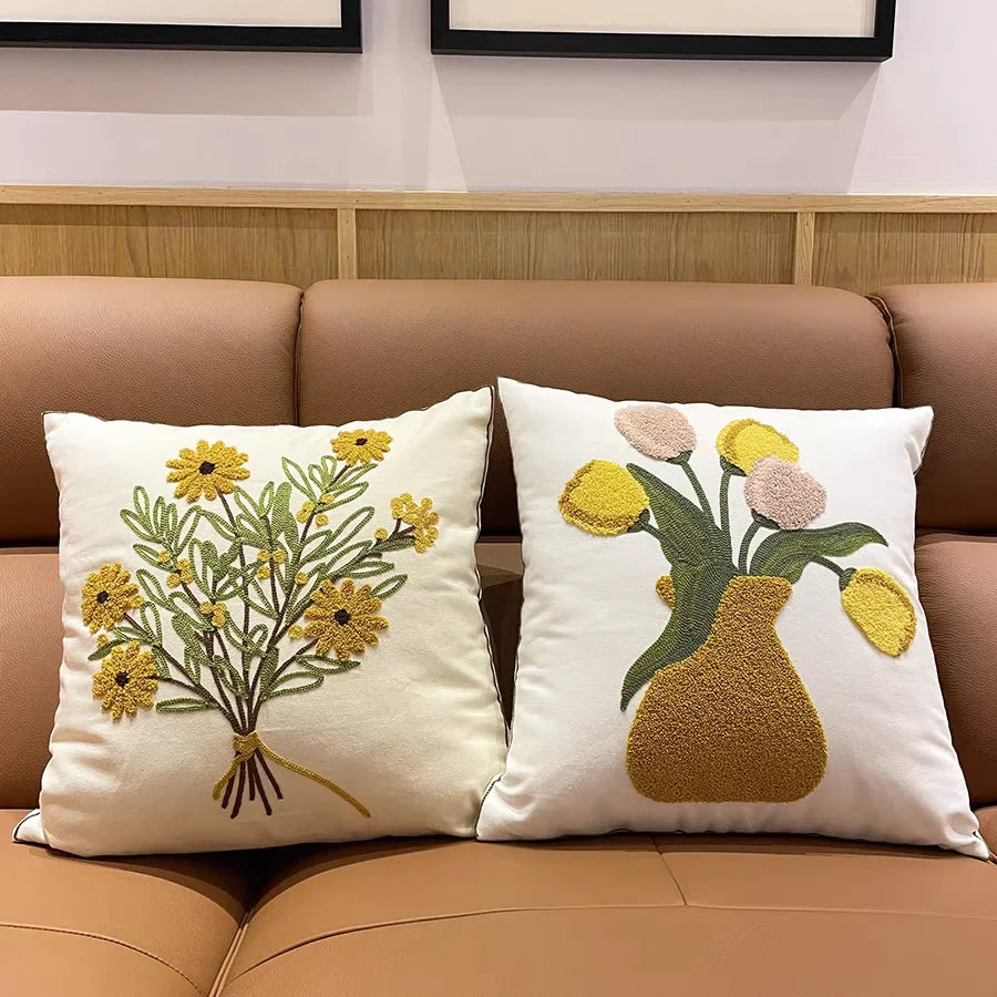 Afralia™ Luxe Embroidered Cushion Cover, Premium Decor Pillowcases