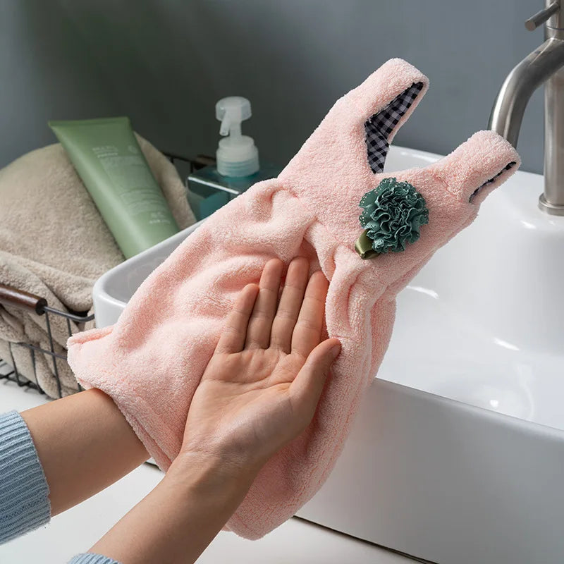 Afralia™ Kids' Cute Dress Hand Towel: Thick Coral Velvet, Soft Touch, Home & Kitchen Cleaning