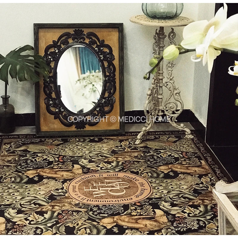Afralia™ Retro Animals Printed Doormat for Kitchen Courtyard, Non-Slip Easy Clean Indoor Outdoor Rug