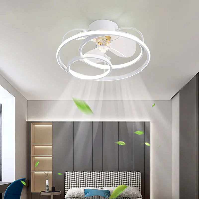 Afralia™ LED Ceiling Fan with Remote Control, Modern Silent Lighting Fixture for Bedroom and Dining Room