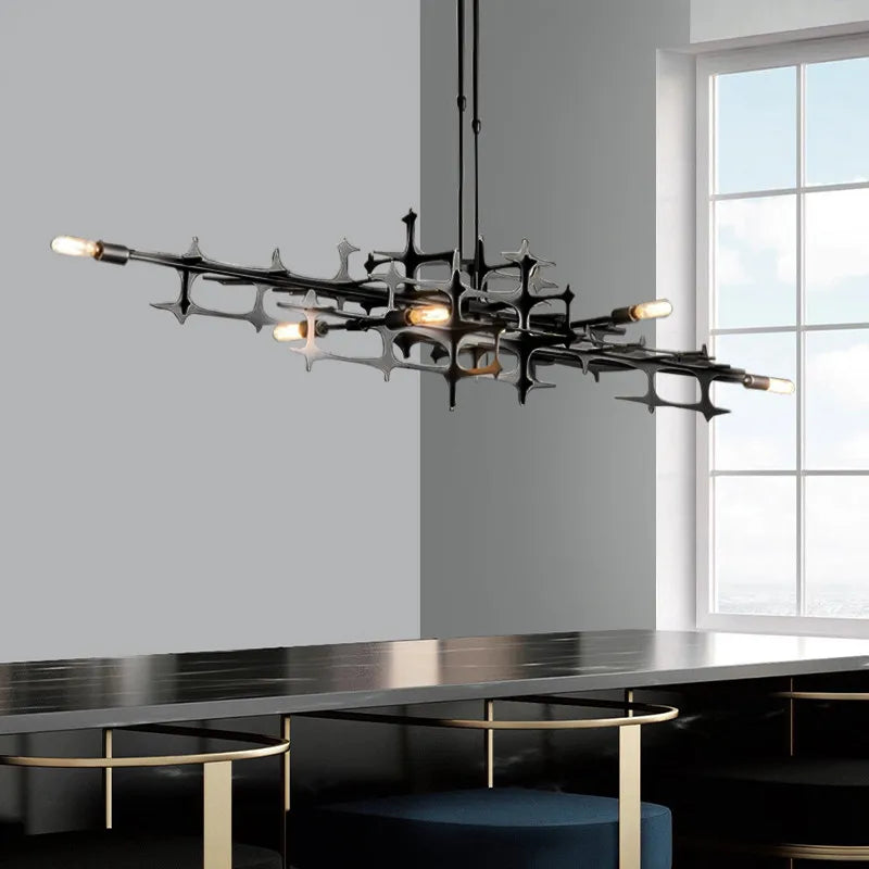 Afralia™ Retro Industrial Stainless Steel Chandelier for Luxury Living Room and Bar Decor