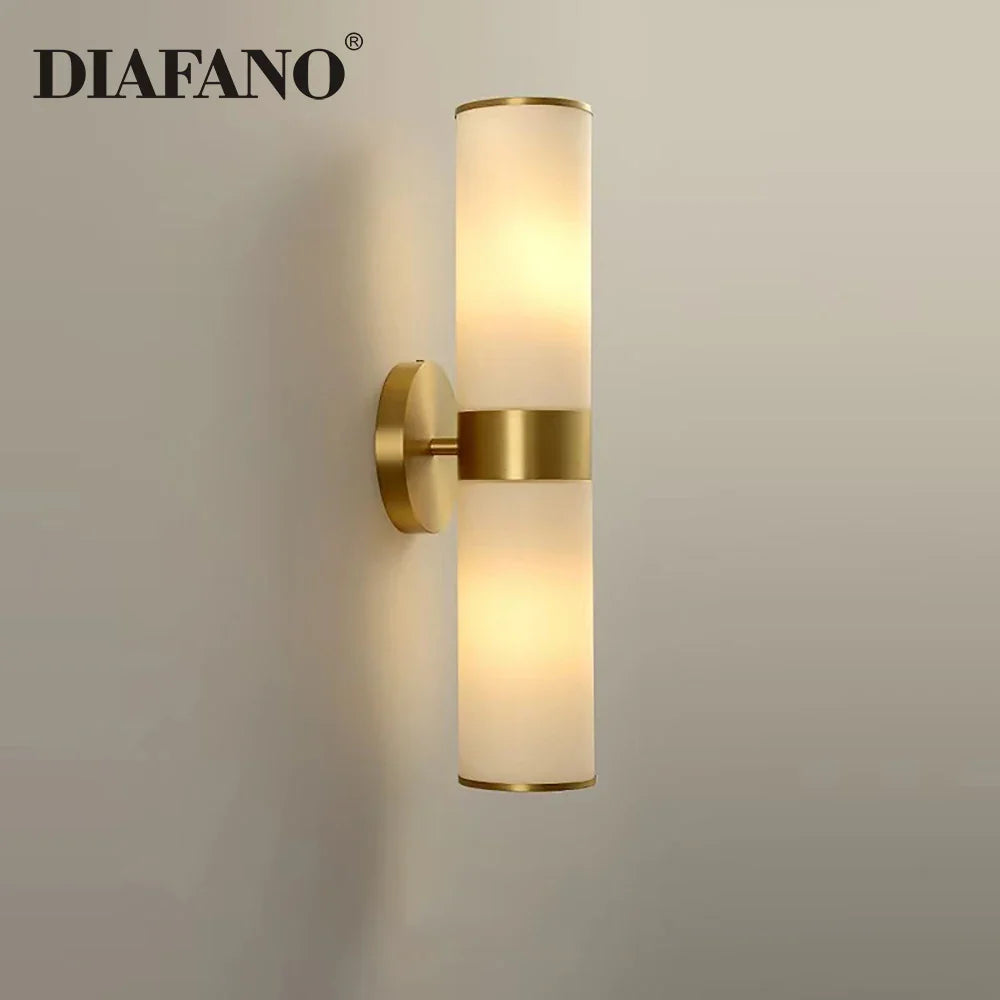 Afralia™ Luxury LED Wall Sconce: Elegant Copper Glass Indoor Light for Home Decor