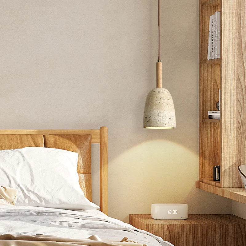 Afralia™ Yellow Travertine LED Pendant Light - Modern Nordic Wood Hang Lamp