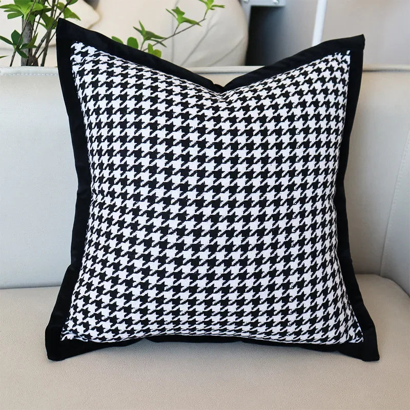 Afralia™ Houndstooth Jacquard Pillowcase 45X45CM – Nordic Simple Decorative Throw Pillow Cover