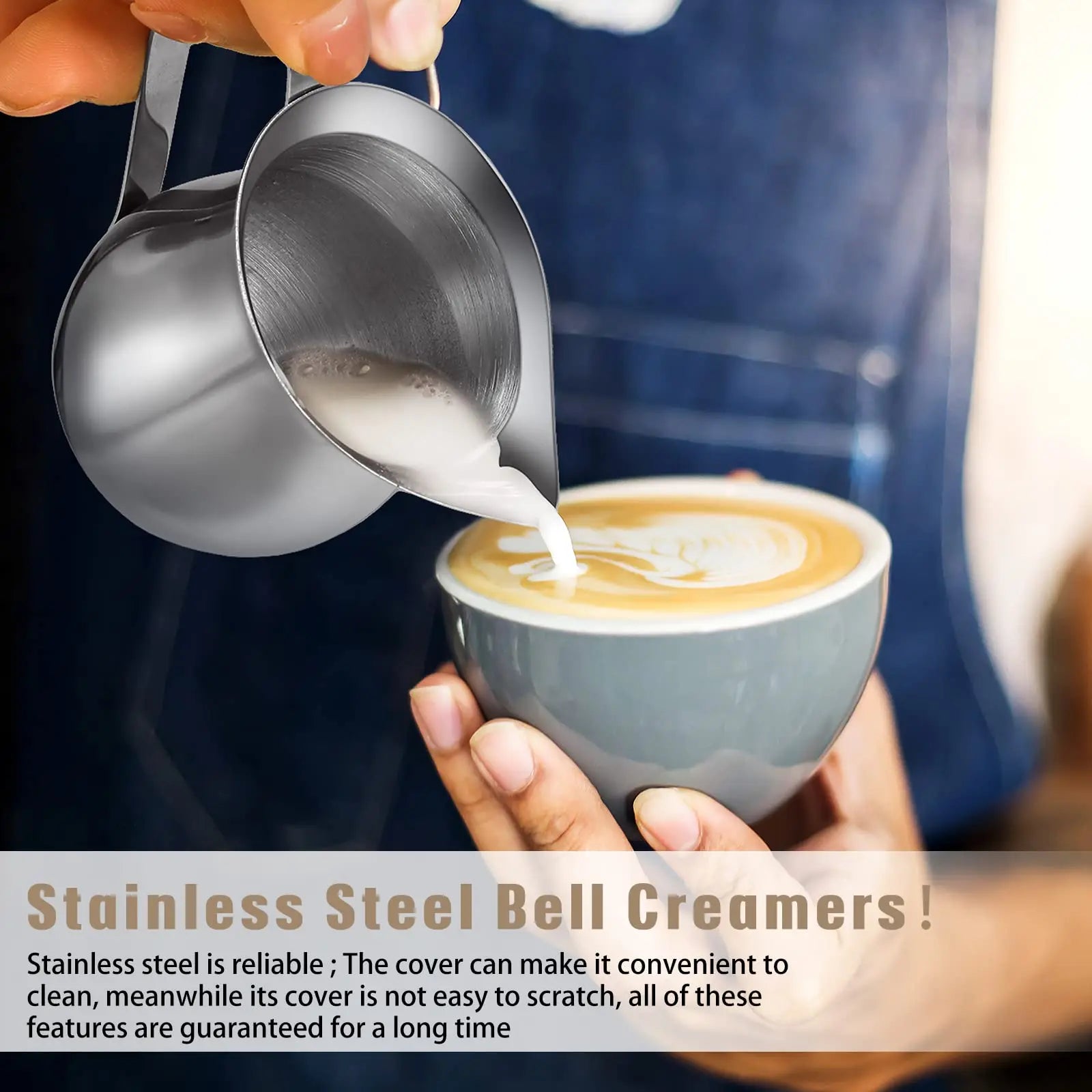 Afralia™ Stainless Steel Milk Frothing Pitcher Cup for Espresso Coffee - 12oz Measure & Pour