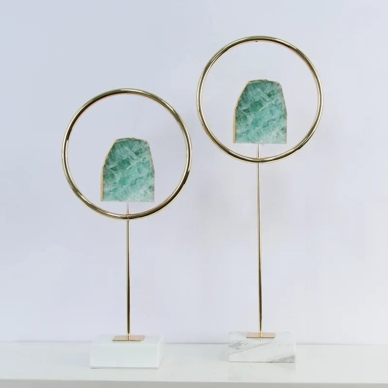 Afralia™ Metal Crystal Pendant Ring Sculpture Geometric Figurine Decoration