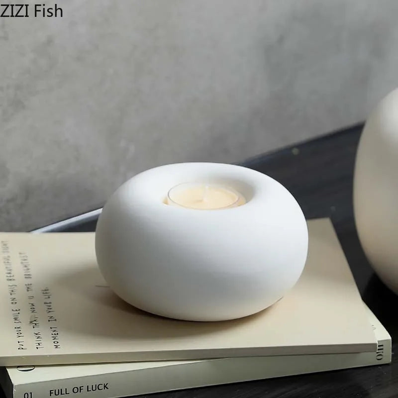 Afralia™ Round White Ceramic Candle Holder Home Decor Aroma Diffuser Wax Melt Burner