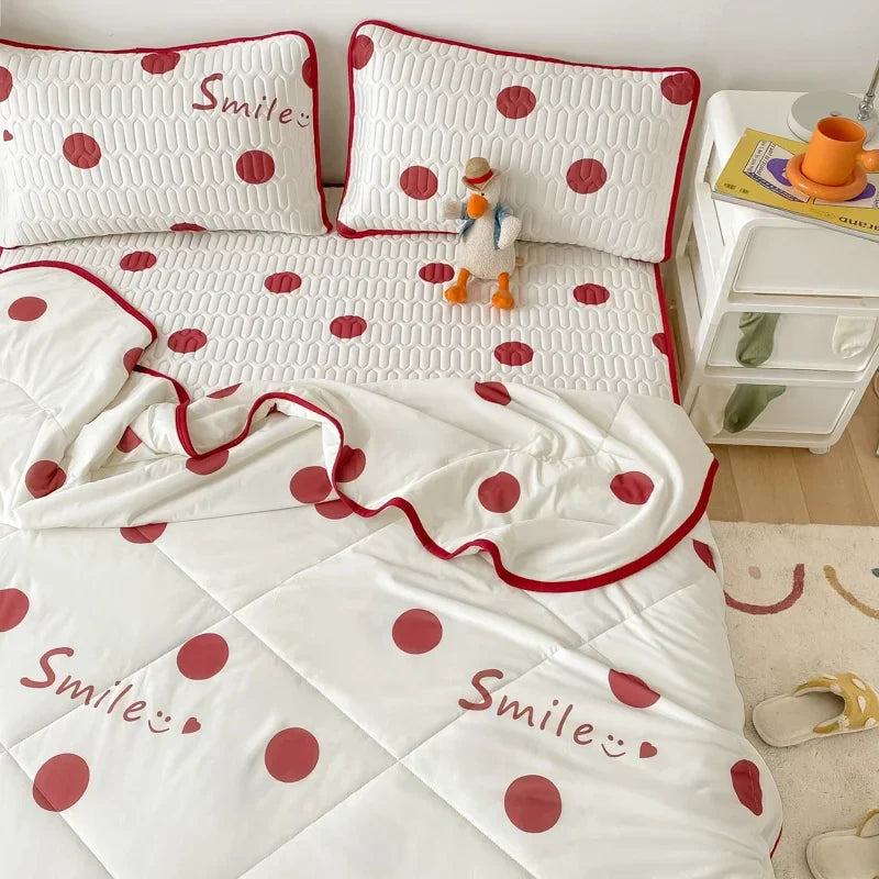 Afralia™ Double-Sided Cool Comforter Set: Ice Silk Duvet, Fitted Sheet, Pillowcase
