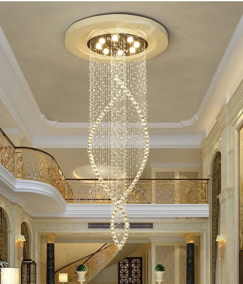 Afralia™ Crystal Chandelier: Modern LED Staircase Light Fixture for Villa Hall