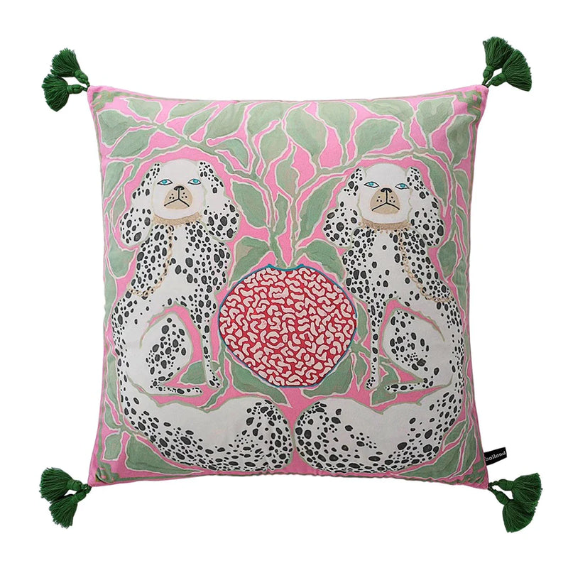 Afralia™ Staffordshire Dogs & Chinoiserie Ginger Jar Decor Cushion Cover