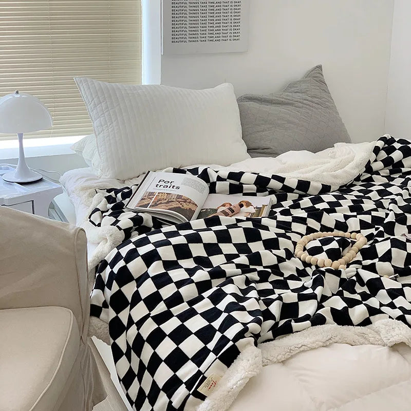 Afralia™ Nordic Checkerboard Weighted Blanket 150x200 Soft Cozy Fluffy Warm Blanket