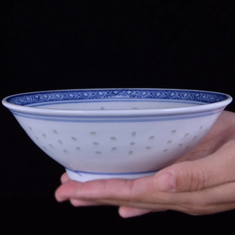 Afralia™ Ceramic Ramen Bowl - Blue and White Porcelain Soup and Rice Bowl