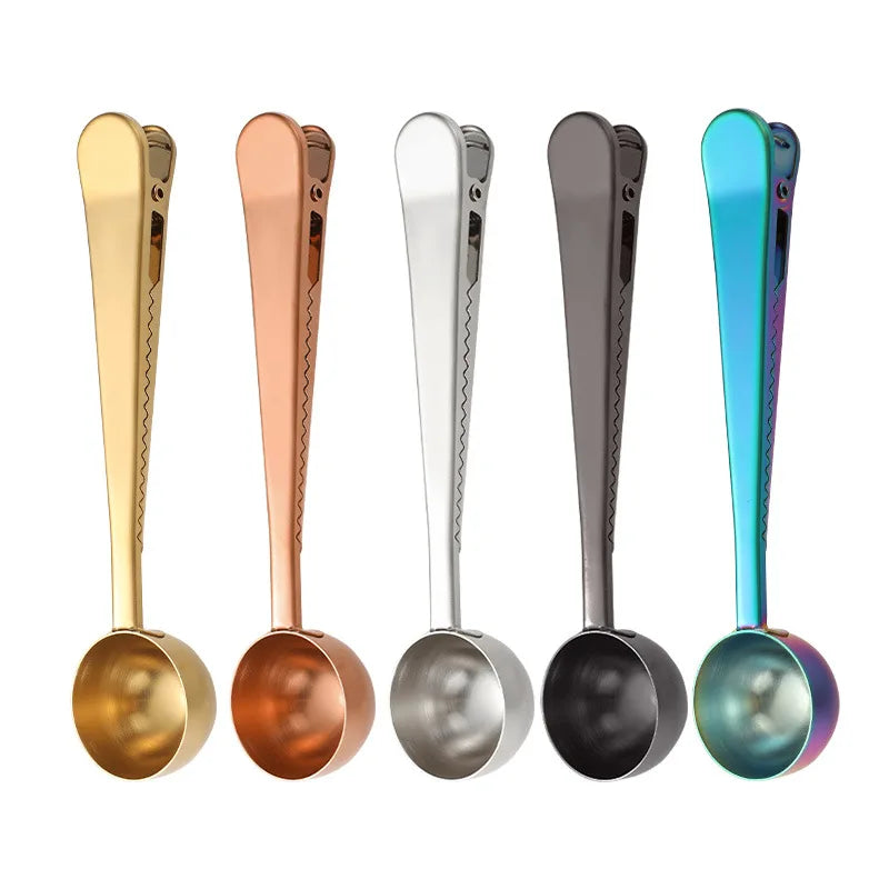 Afralia™ 2-in-1 Stainless Steel Coffee Spoon & Sealing Clip - Gold Kitchen Accessory