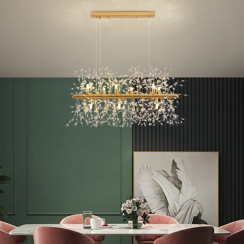 Afralia™ Fireworks Dandelion Sputnik Chandelier Gold Chrome Crystal Pendant Light