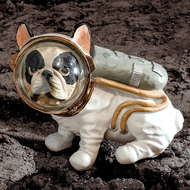 Afralia™ Space Dog Figurine: Modern Astronaut Bulldog Statue for Home Decor & Gifts