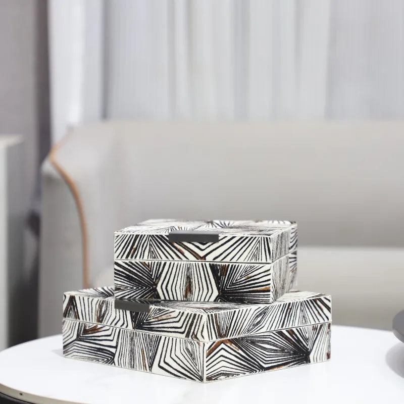 Afralia™ Black & White Zebra Pattern Jewelry Storage Box Desktop Organizer