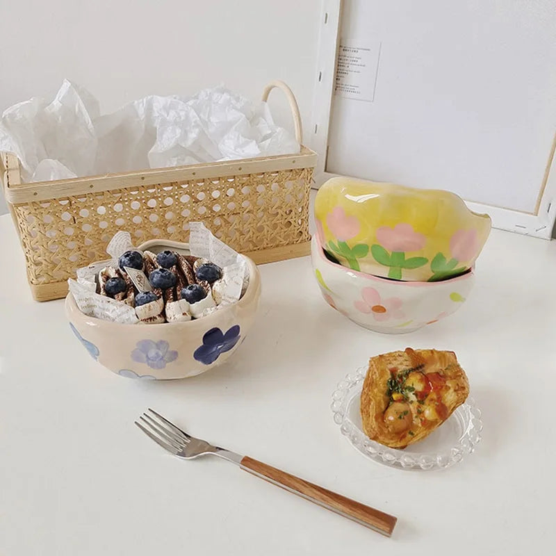 Afralia™ Ceramic Salad Bowl Set - 13.5oz Creative Ins Wind Underglaze Lovely Design