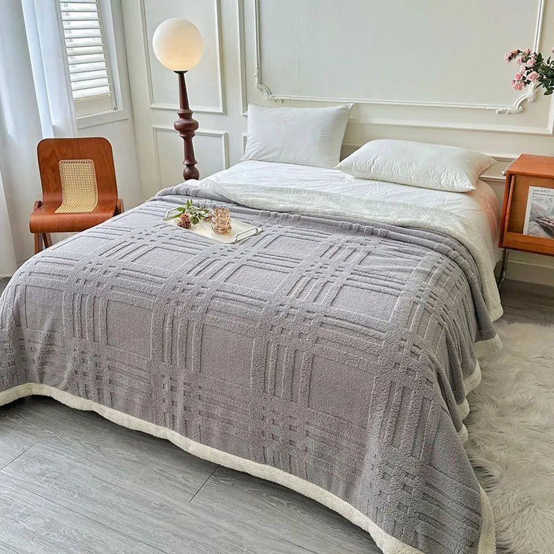 Afralia™ Velvet Jacquard Taffeta Blanket: Cozy Sofa Cover & Four-Season Quilt