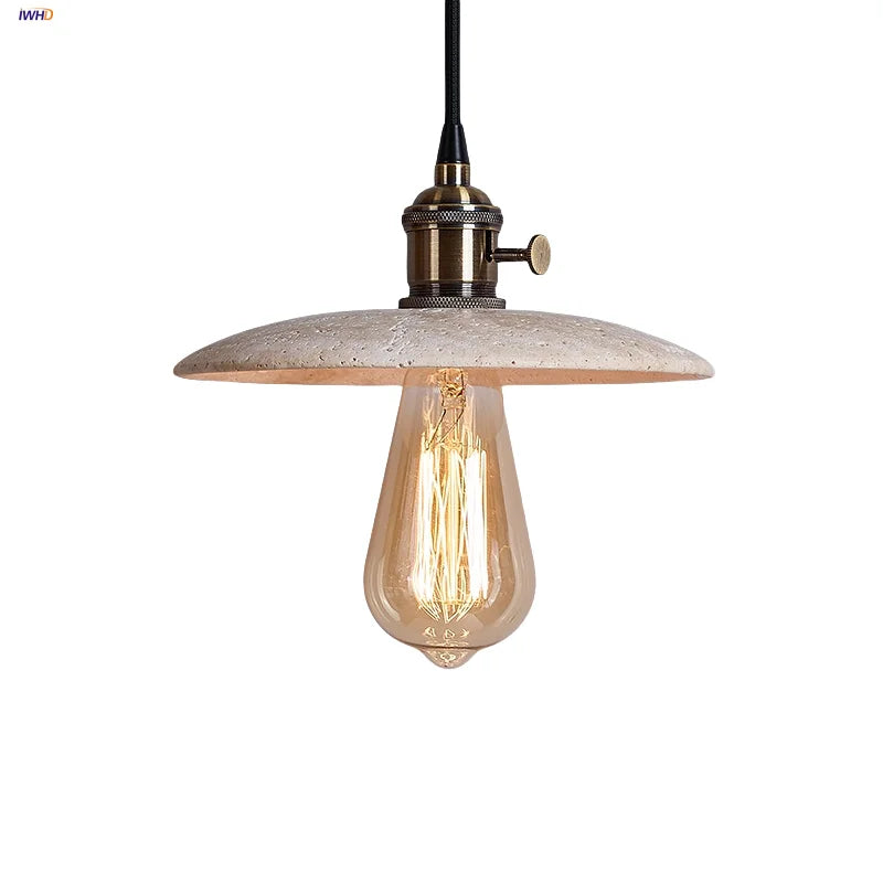 Afralia™ Yellow Travertine Stone Pendant Lights LED Modern Hanging Lamp - Nordic Design