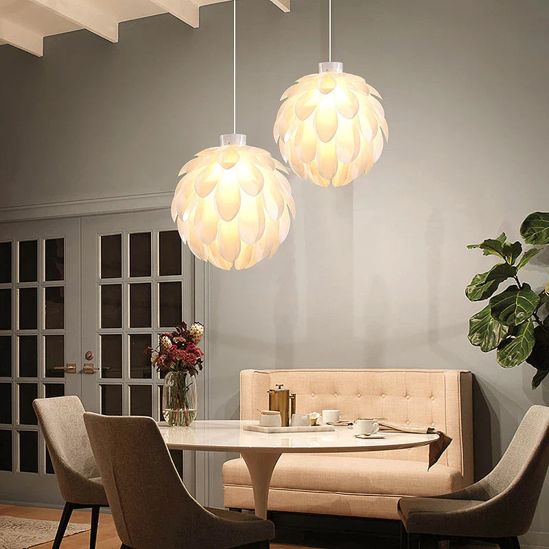 Afralia™ White Acrylic Pine Cone Pendant Lamp: Nordic Flower Petal Design for Living Room Lighting