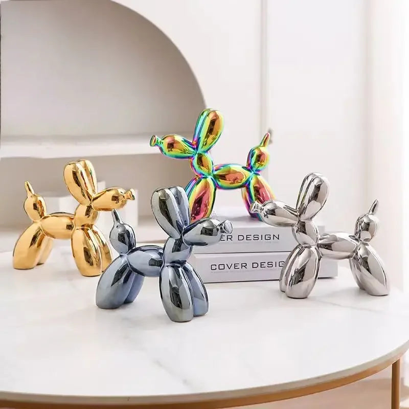 Afralia™ Mini Ceramic Balloon Dog Sculpture for Home Office Decor and Festive Accents