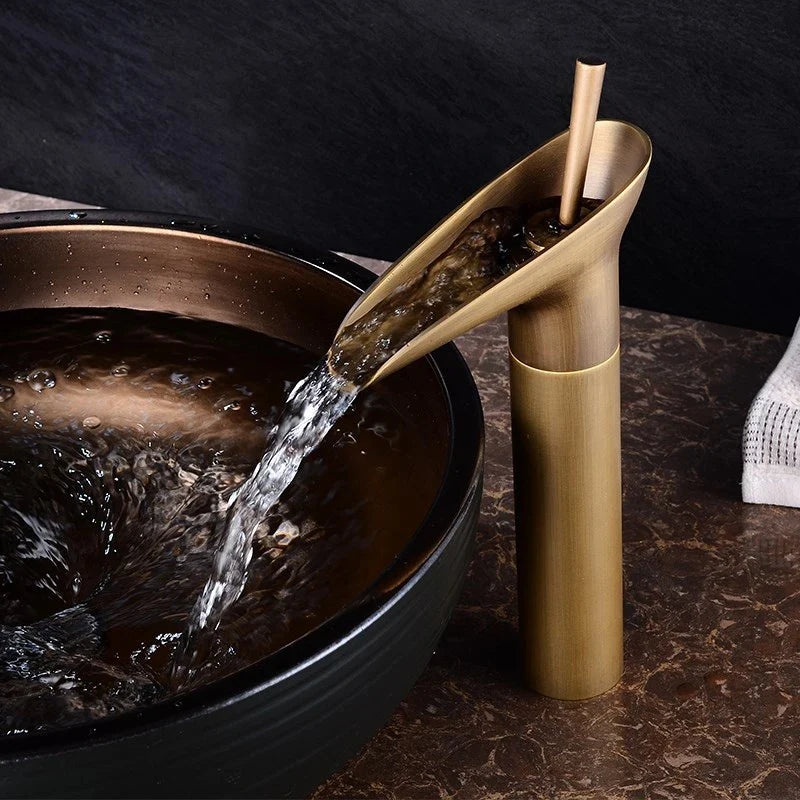 Afralia™ Waterfall Stream Deck Faucet Mixer for Bathroom Basin with Hot and Cold Water