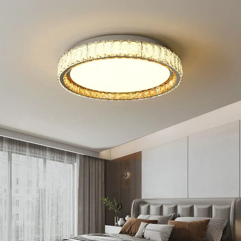 Afralia™ Gold Crystal Ceiling Light: Modern Luxury Dimmable LED Fixture for Bedroom & Living Room