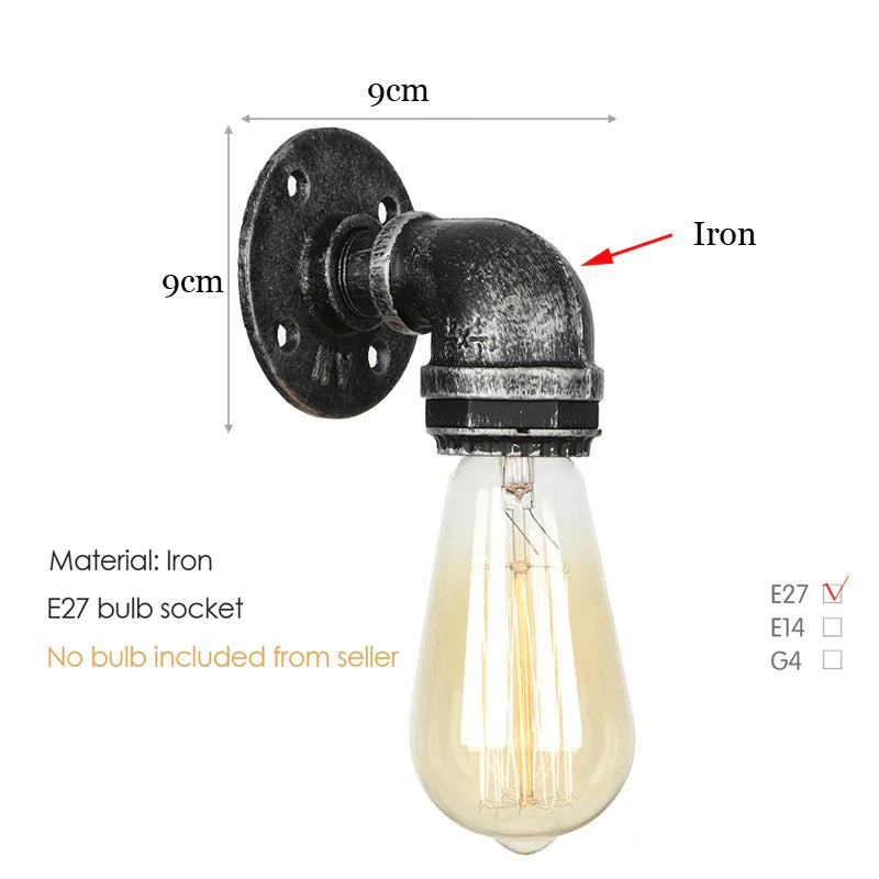 Afralia™ Industrial Iron Pipe Wall Sconce for Bedroom, Bar, Cafe, Restaurant, Aisle, and TV Background