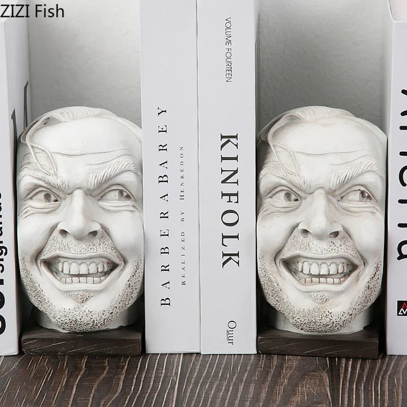 Afralia™ Ferocious Face Figures Bookends - Modern Resin Sculpture Ornaments