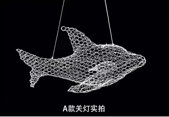 Afralia™ Fish-shaped Iron Net Pendant Lights, Industrial Style for Stores and Coffee Shops
